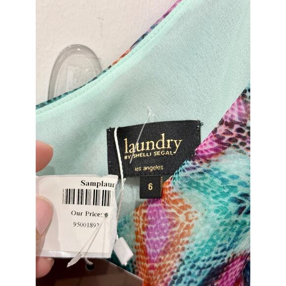 NWT Laundry By Shelli Segal One Shoulder High Low A-Line Dress Green/Purple 6 - Picture 5 of 5